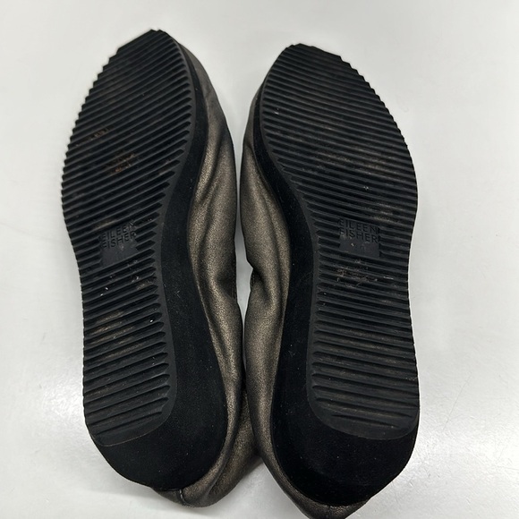 Eileen Fisher Shoes Loafers Slip On Shoe Leather Stretch Metallic Gray Size 11 - Picture 10 of 10
